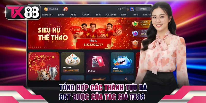 Tác Giả TX88 - Người Định Hình Thương Hiệu Hàng Đầu 3 Tổng hợp các thành tựu đã đạt được của tác giả TX88